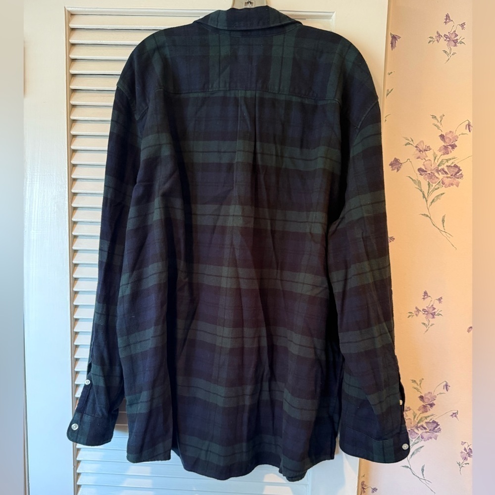GAP Men’s Navy & Green Plaid Flannel Shirt in Size XXXL - Picture 4 of 5